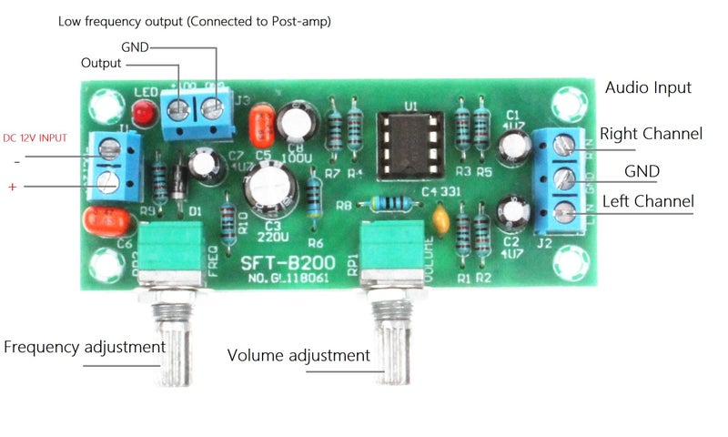 NOYITO NE5532 Single Supply Low-Pass Filter Board DC10-24V 22Hz-300Hz Subwoofer Pre-Amplifier Preamp Board - Image 2